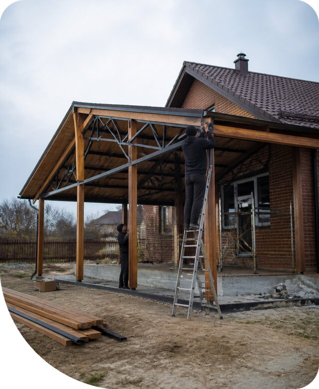Пристройка навеса к дому и участку в Курганинске под ключ
